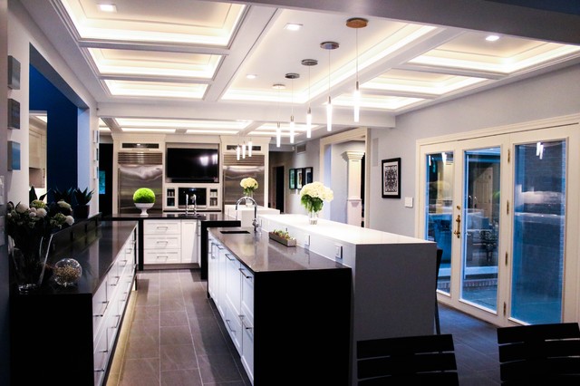 Illuminated Coffered Kitchen transitional-kitchen