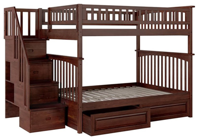 AFI Columbia Twin Over Twin Staircase Storage Solid Wood Bunk Bed in ...