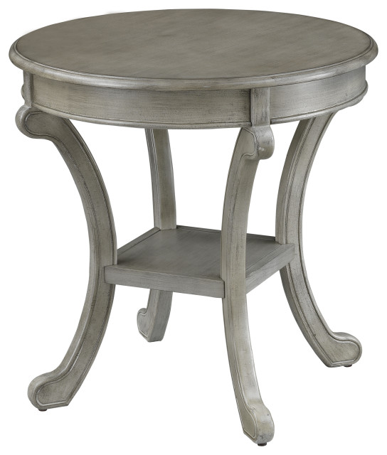 Cape Cod Gray Round Accent Table Traditional Side Tables And End