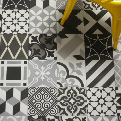 Encaustic Tiles amerikansk-craftsman-badrum