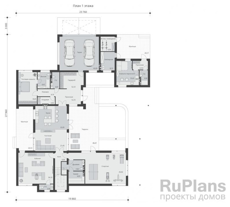 Rg1569 - Двухэтажный дом со спортзалом, кабинетом и бильярдной