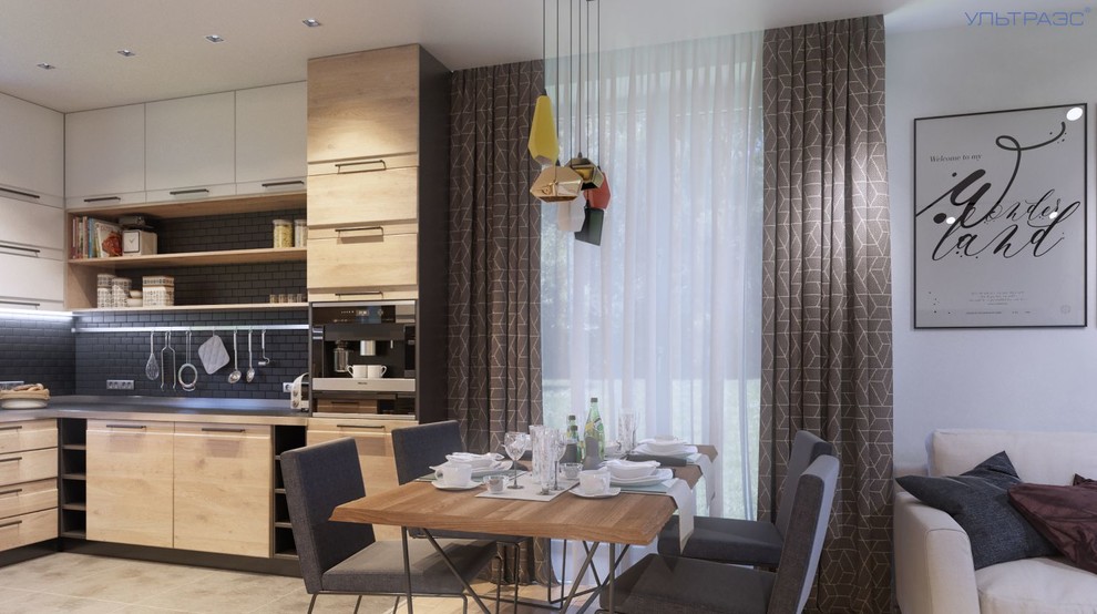 кухня-столовая с яркими акцентами