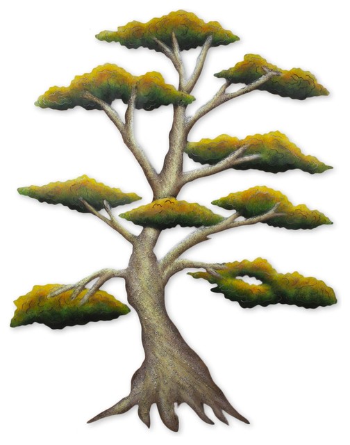 Sunny Bonsai Steel Wall Art Asian Metal Wall Art by NOVICA Houzz