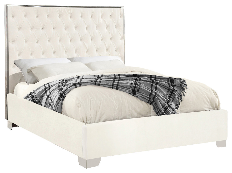 Lexi Velvet Bed, White, Full