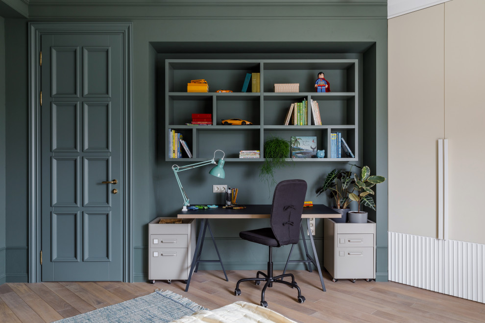 Design ideas for a transitional home office in Other.