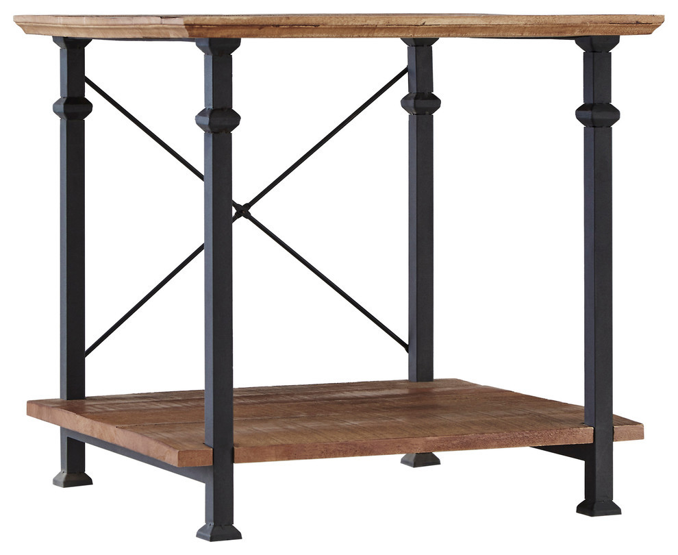 Silvestra Vintage Industrial Modern Rustic End Table, Oak