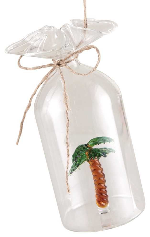 Palm Tree in a Bottle Glass 5 Inch Christmas Holiday Ornament