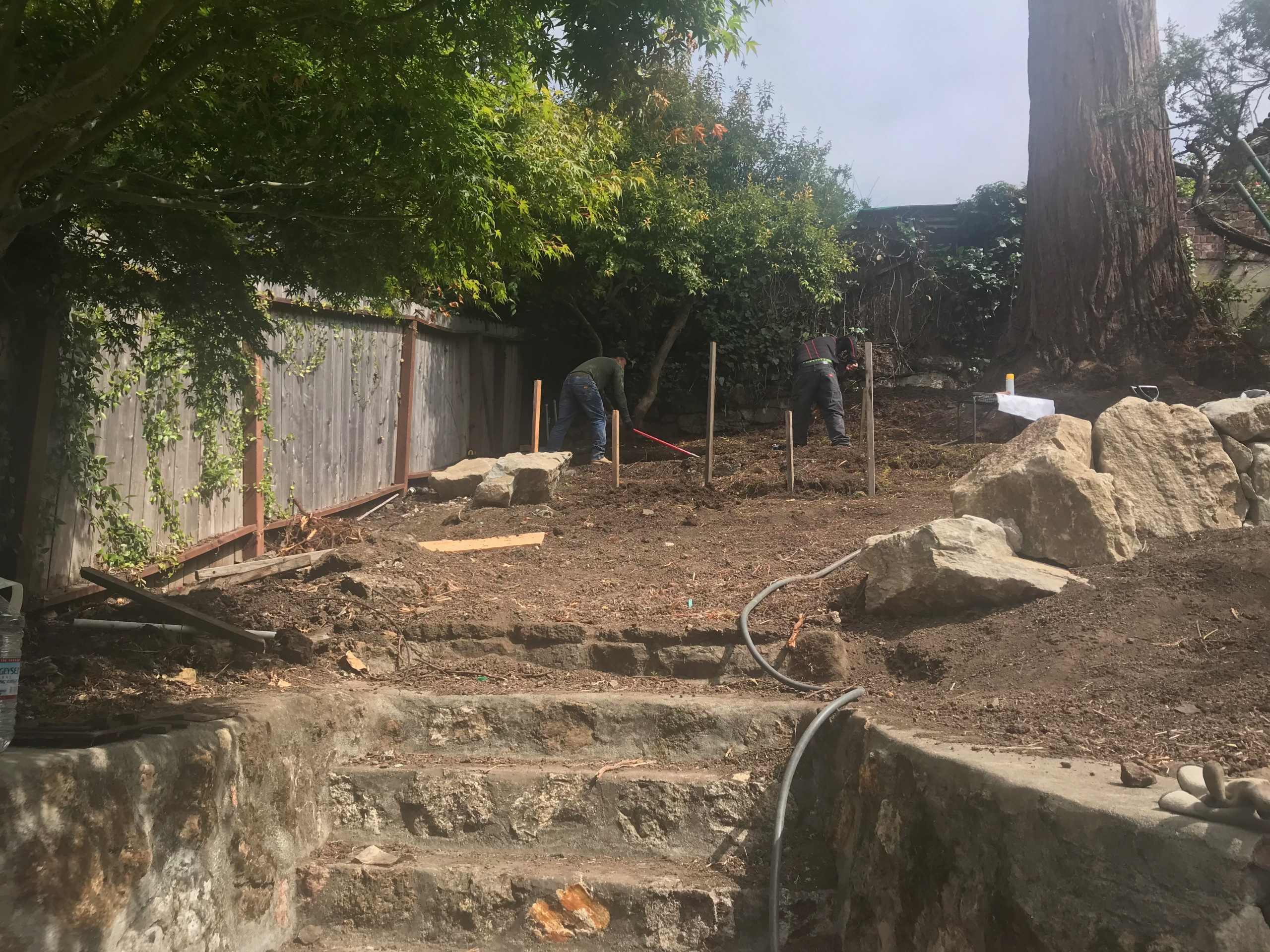 During Installation: Constructing an Upper Retaining Wall