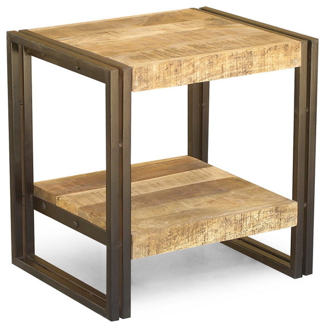 Reclaimed wood and metal side table Eclectic Side Tables And End