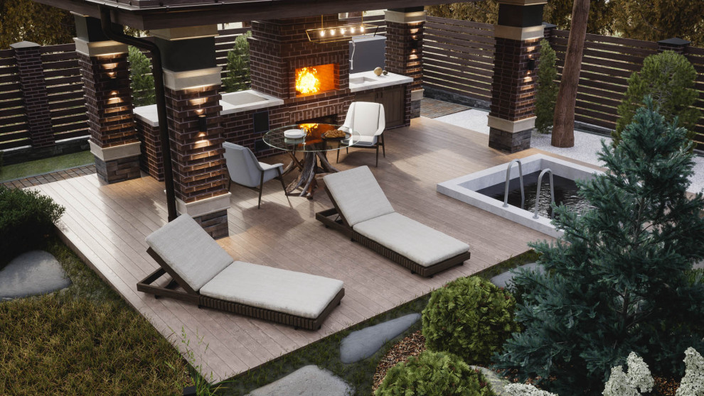 Камин и зона приема пищи