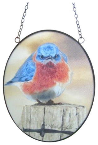 Songbird Essentials Bluebird Suncatcher Stained Glass Decor