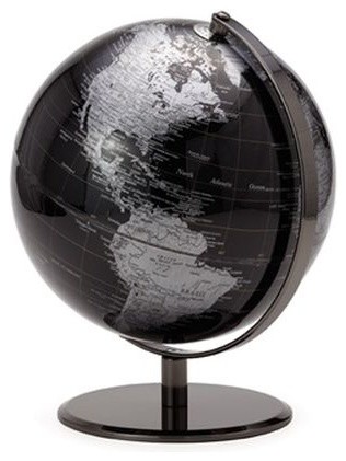 Torre & Tagus Latitude World-Mappamondo da scrivania, 24 cm, con Base in Metallo Cromato, per casa, Ufficio, Classe, Soggiorno, centrotavola, Color tè, Plastica, Foglia di t, 8 Inches