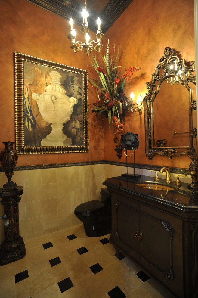 Photo of a traditional powder room in Houston.