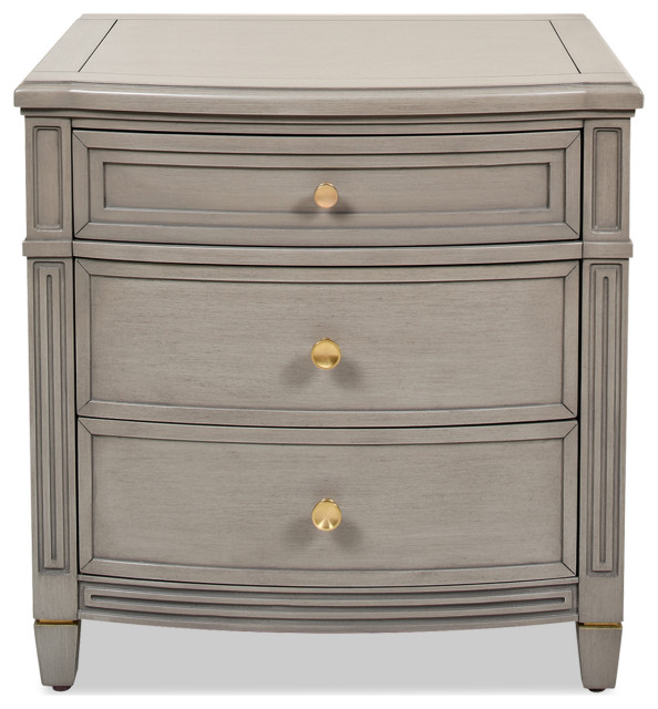 Dauphin Gold Accent Nightstand Table, Gray Cashmere