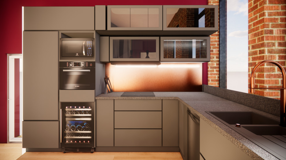 cuisine toute équipée dans un 40m2 style loft new-yorkais