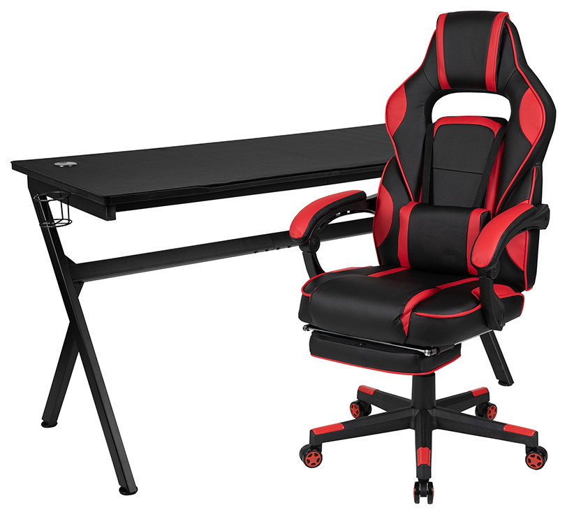 Black Gaming Desk & Chair Set Contemporary Desks And Hutches by