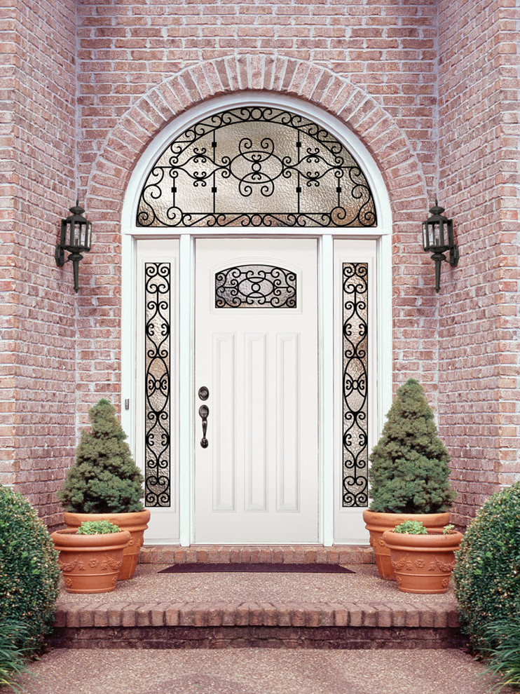 Front door - large front door idea with a glass front door