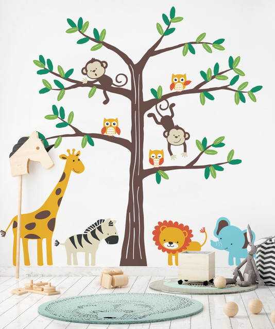 safari tree wall decal