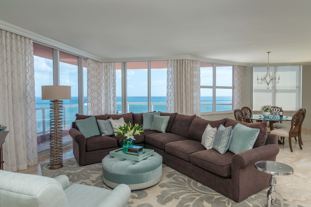 Seaside Glamour Beach Style Living Room Miami By Frances Herrera Interior Design