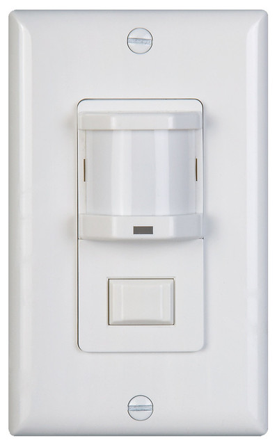 Vacancy Motion Sensor Switch Gives Auto Off, Manual On Operation + 180° Range