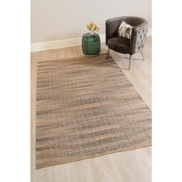 Zola Parquet Gray/Cream Jute/Rayon Flatweave Area Rug, 8'x10', 8'x10