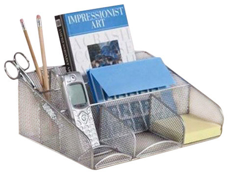 Silver Mesh Desk Organizer Industrial Desk Accessories By