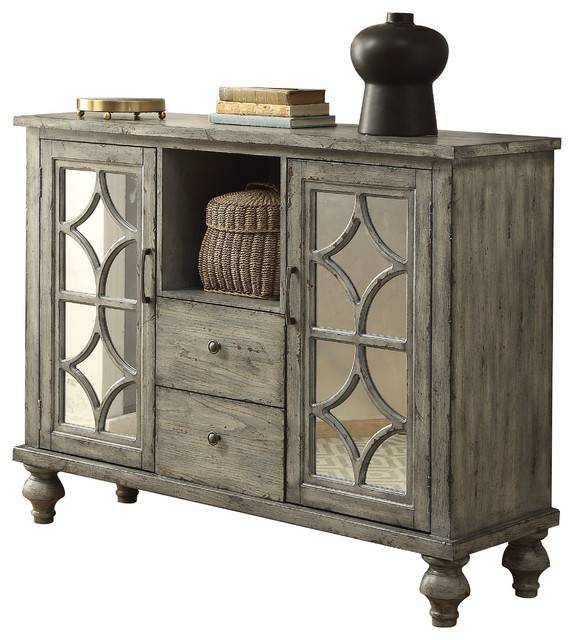 Willie Console Table, Weathered Gray Farmhouse Console Tables by