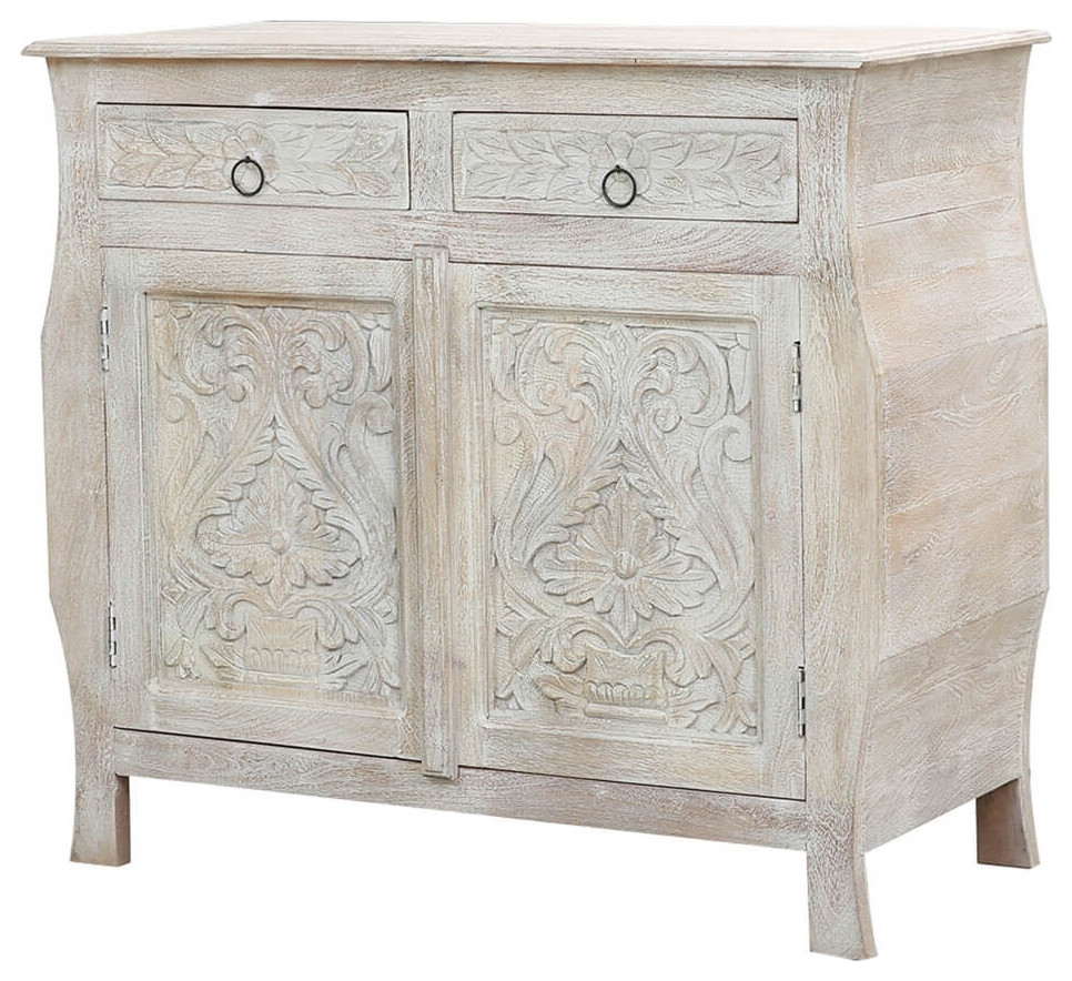 White Solid Wood 2 Drawer Storage French Country Storage