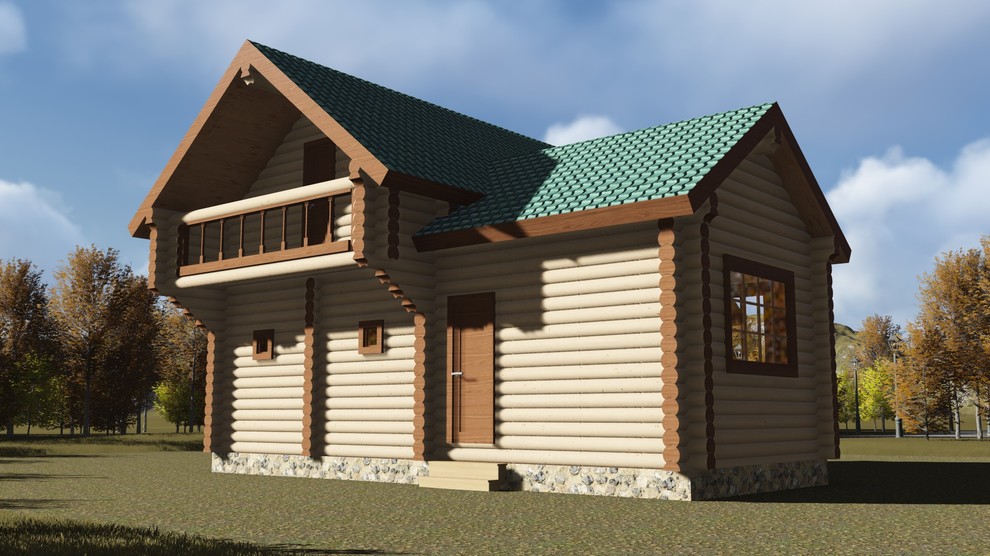 Дом-баня 75м2 из бревна 220мм — проект 156