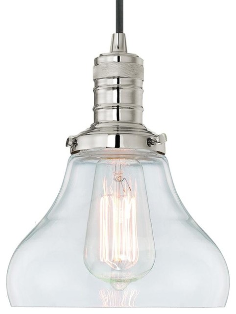 EDISON INDUSTRIAL CLEAR GLASS BELL DOME SHADE LAMP CEILING PENDANT LIGHT FIXTURE
