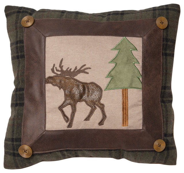 Moose Scrap Rustic Cabin Throw Pillow 18x18