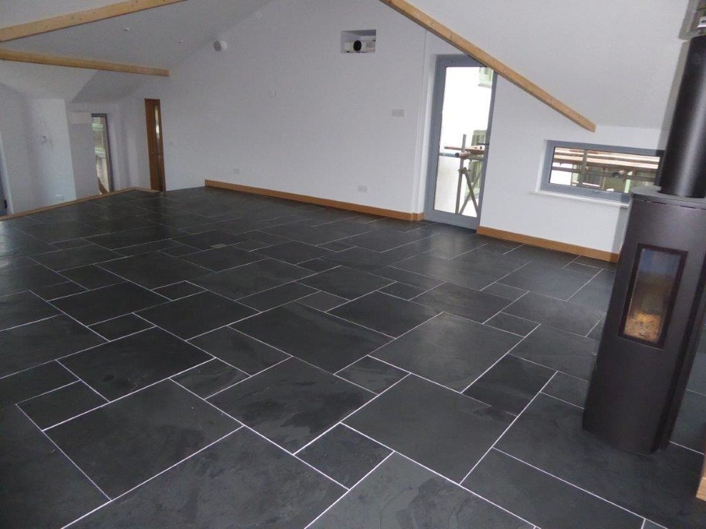 Brushed Black Slate Flooring Modern, Black Slate Floor Tiles