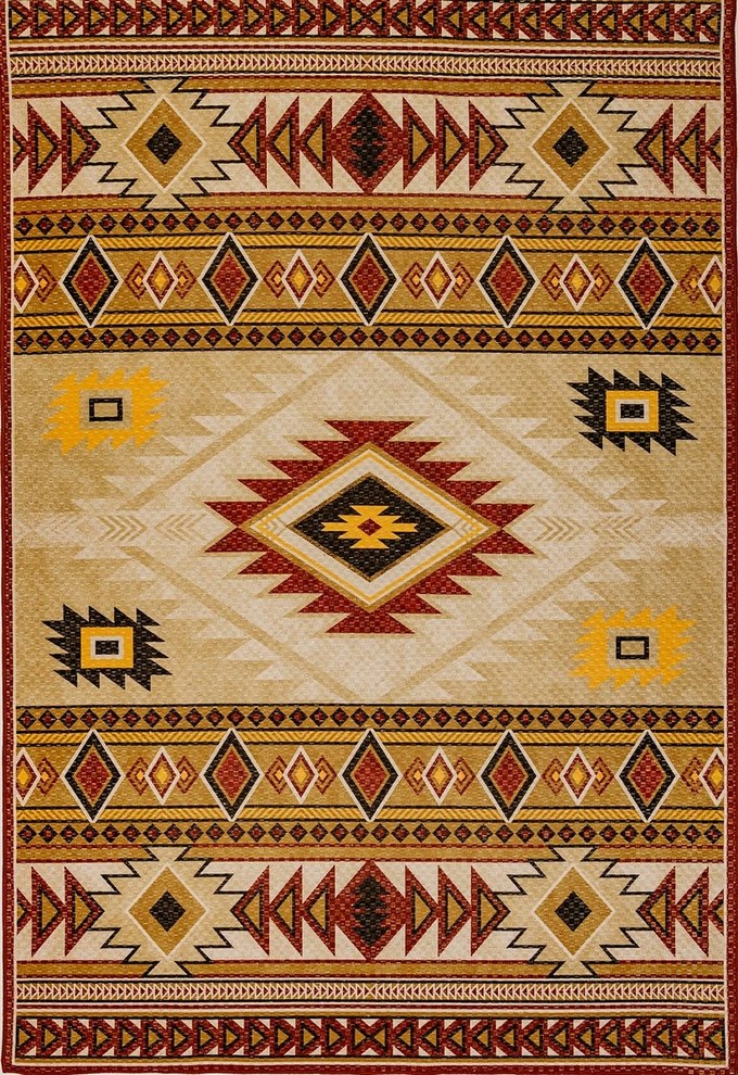 Dynamic Rugs Frontier 5211 Lodge Rug, Gold/Beige, 3'9"x5'7"