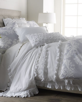 India Rose White Ruffle Bed Linens King Ruffled Duvet Cover, 104 x 86