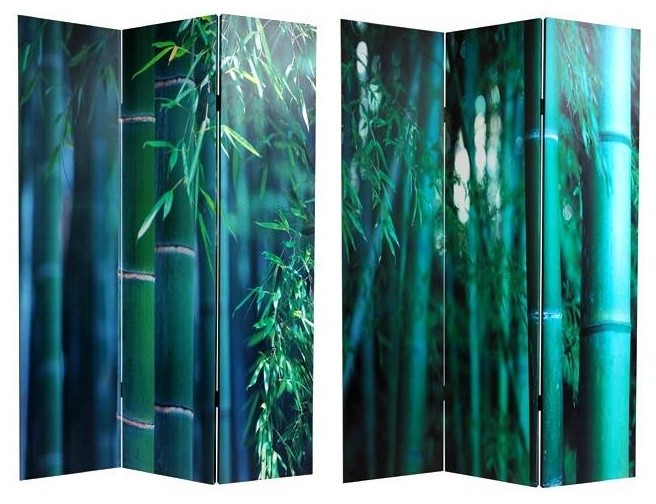 Double Sided Bamboo Tree Canvas Room Divider