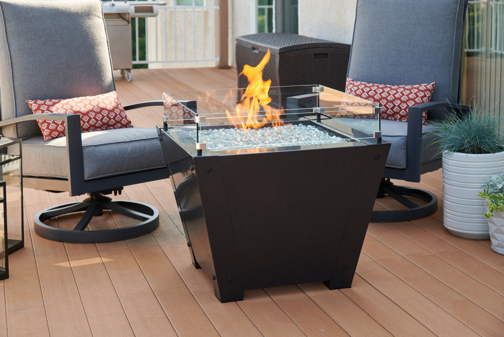 Industrial deck in Minneapolis with a fire feature.