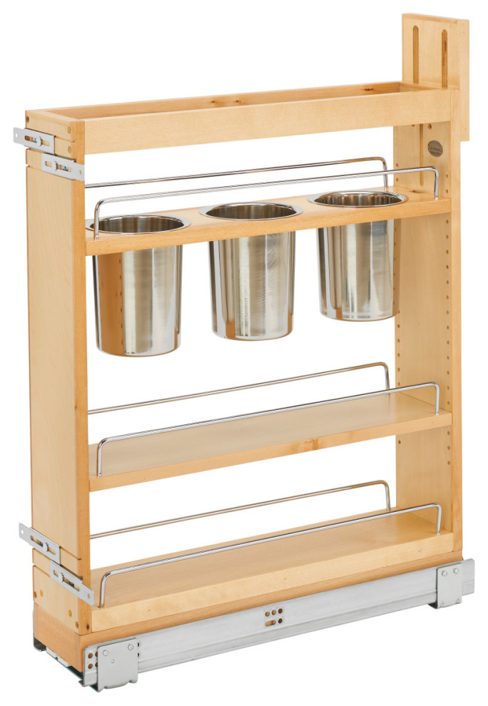 Base Cabinet Organizer With 3 Utensil Bins Traditional Pantry And Cabinet Organizers By Rev A Shelf
