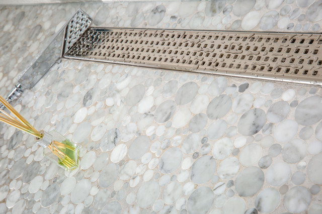 Serene Linear Shower Drain Traditional Square by Serene Steam