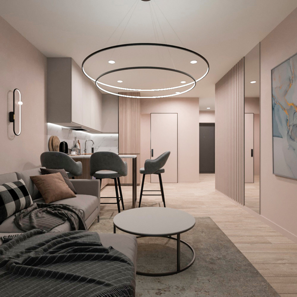 This is an example of a medium sized contemporary enclosed living room in Moscow.