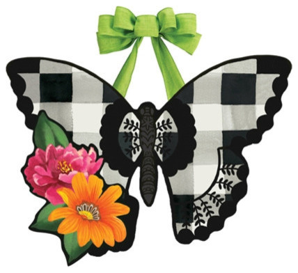Butterfly Check Door Decoration Contemporary Wreaths And