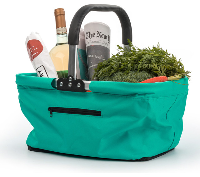 RSVP Turquoise Collapsible 17 x 11 Inch Market Basket Contemporary