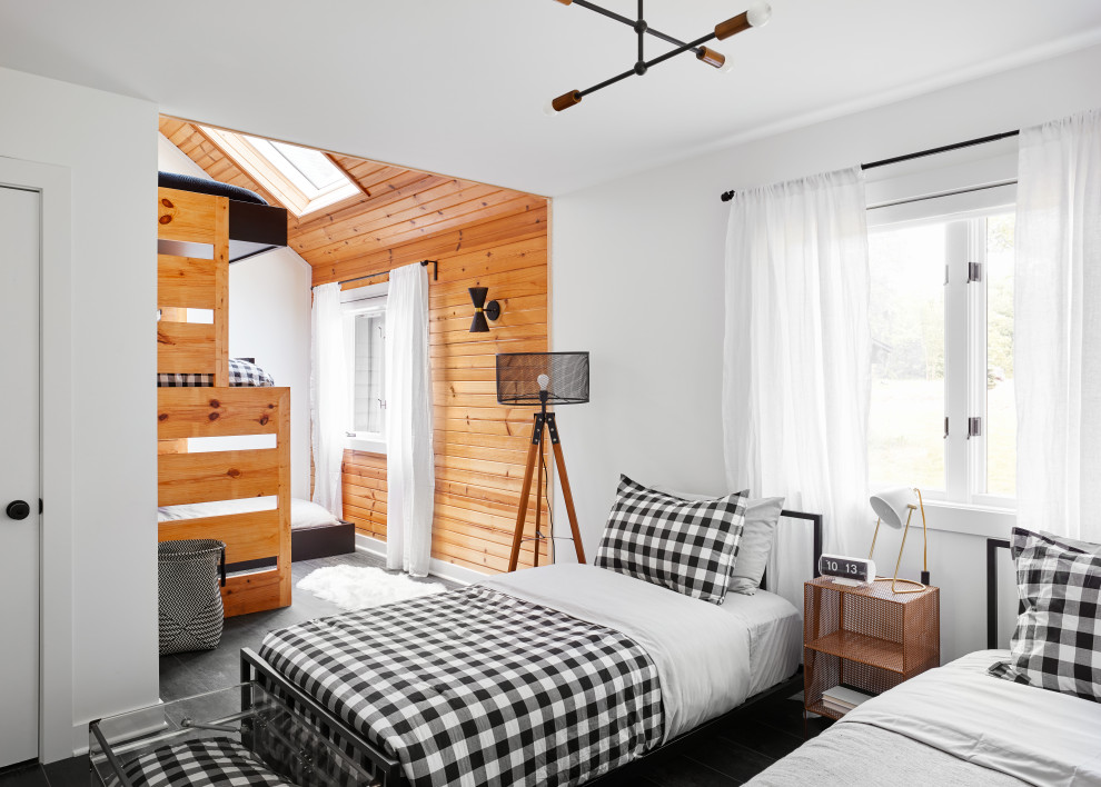 "Camp" Cabin Project - Inspiration for a rustic bedroom remodel in Chicago