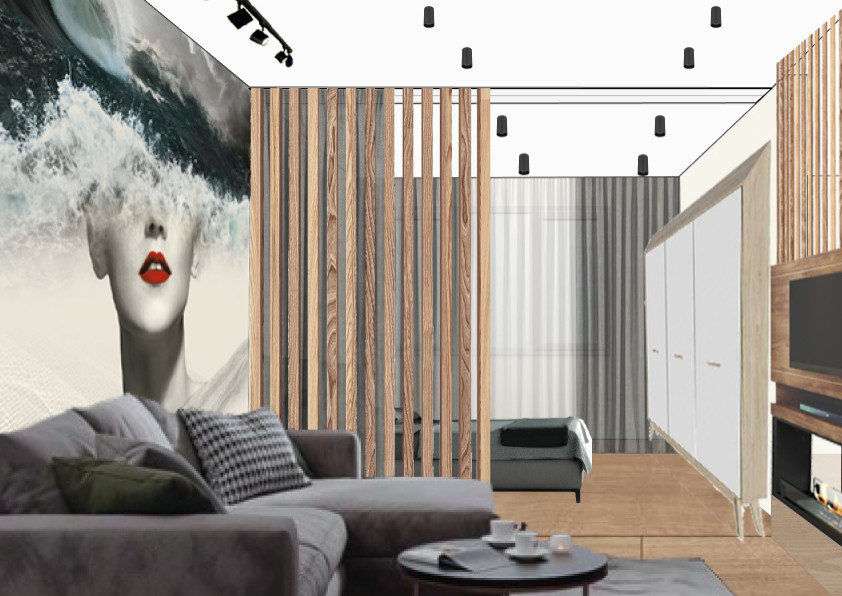 Брутальная квартира для холостяка с камином, вращающимся ТВ и девушкой