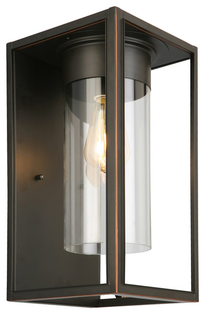 Eglo 1x60w Outdoor Wall Light W/ Oil Rubbed Bronze Finish & Clear Glass - 203032
