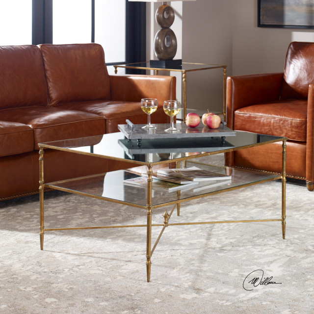 Uttermost Henzler Mirrored Glass Coffee Table ...