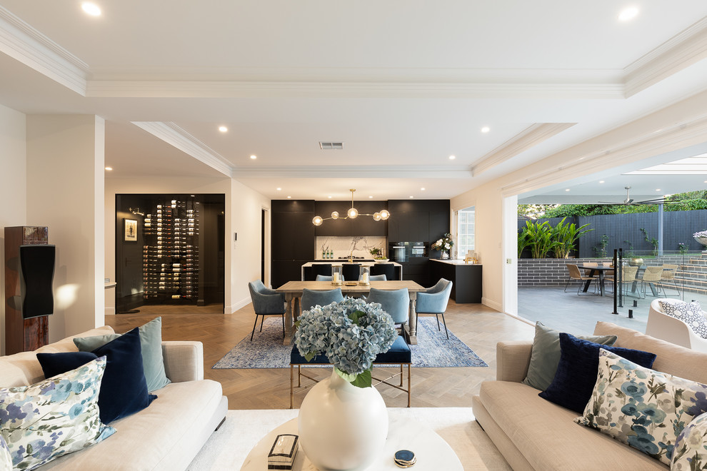 Transitional living room in Brisbane.