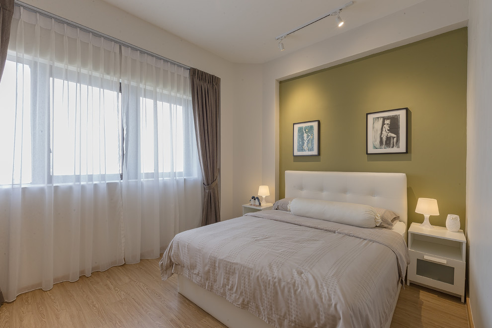 Photo of a Scandinavian bedroom in Singapore.