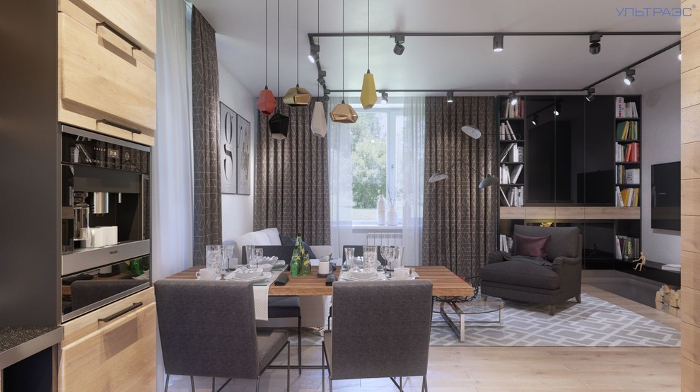 гостиная-столовая с яркими акцентами