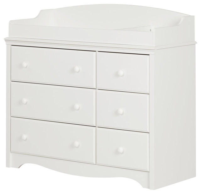 South Shore Angel Changing Table Dresser With 6 Drawers Pure