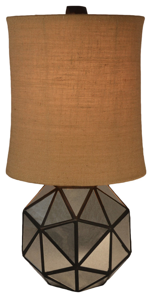 Thelma 30" Faceted Aged Mirror Table Lamp Bronze With Drum Shade